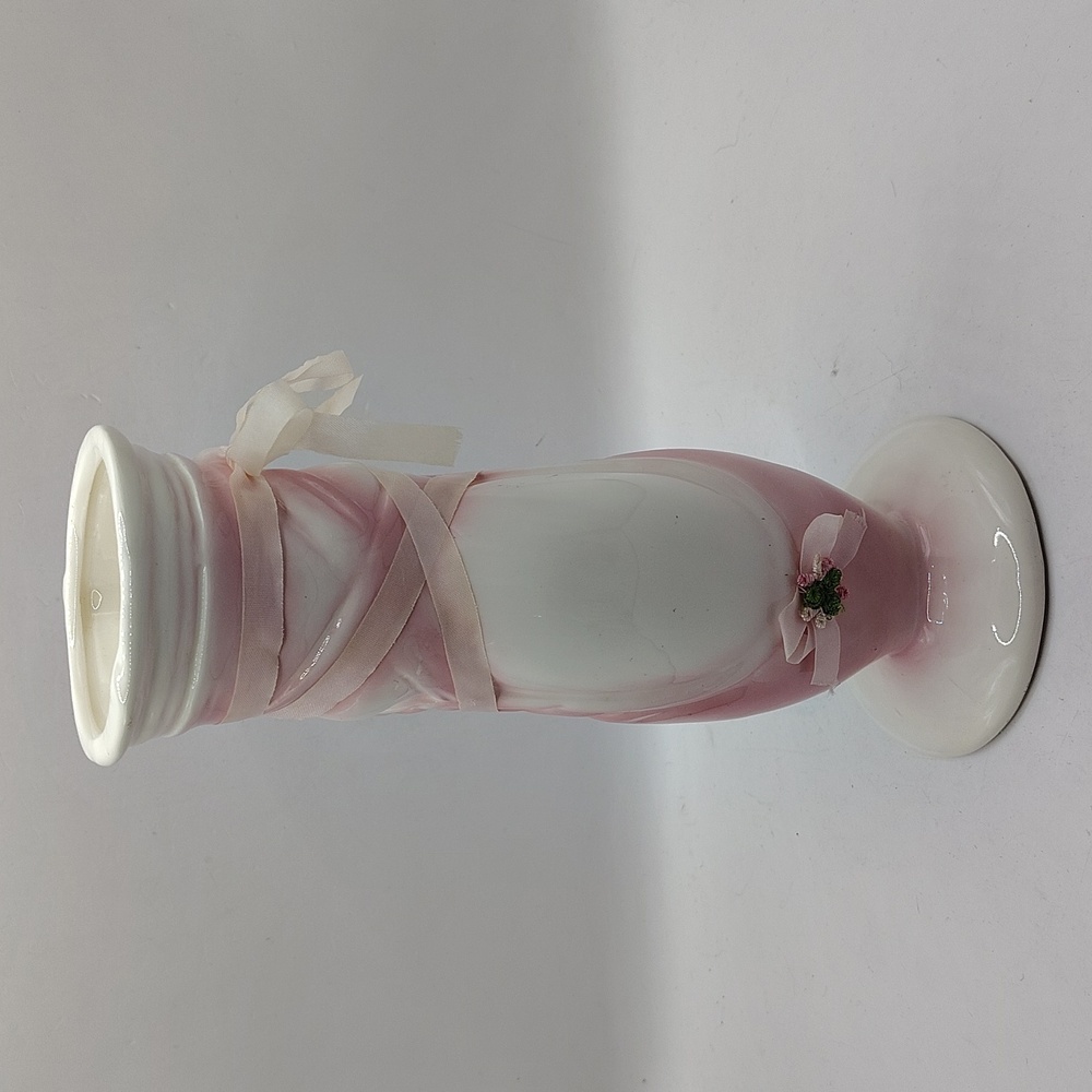 Vintage Ceramic Pink Ballerina Dance Slipper Vase with Pink Ribbon - Picture 4 of 6